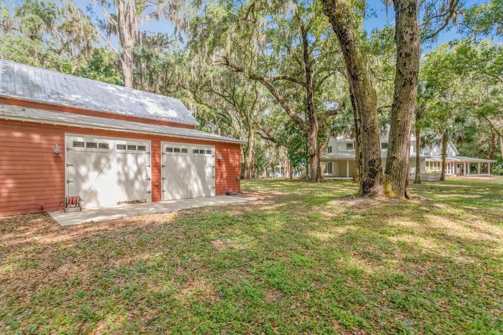 Exterior — live oaks